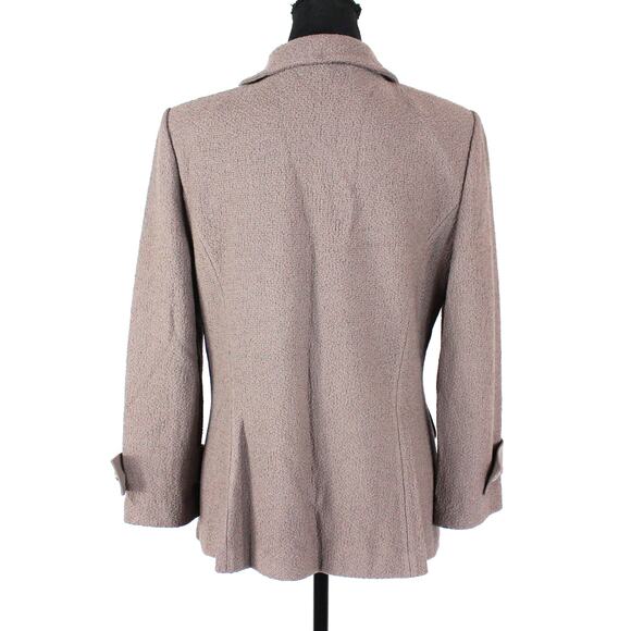 St. John Textured Knit Blazer Taupe Brown Hammered Button Up Jacket Size 10 - Picture 5 of 7